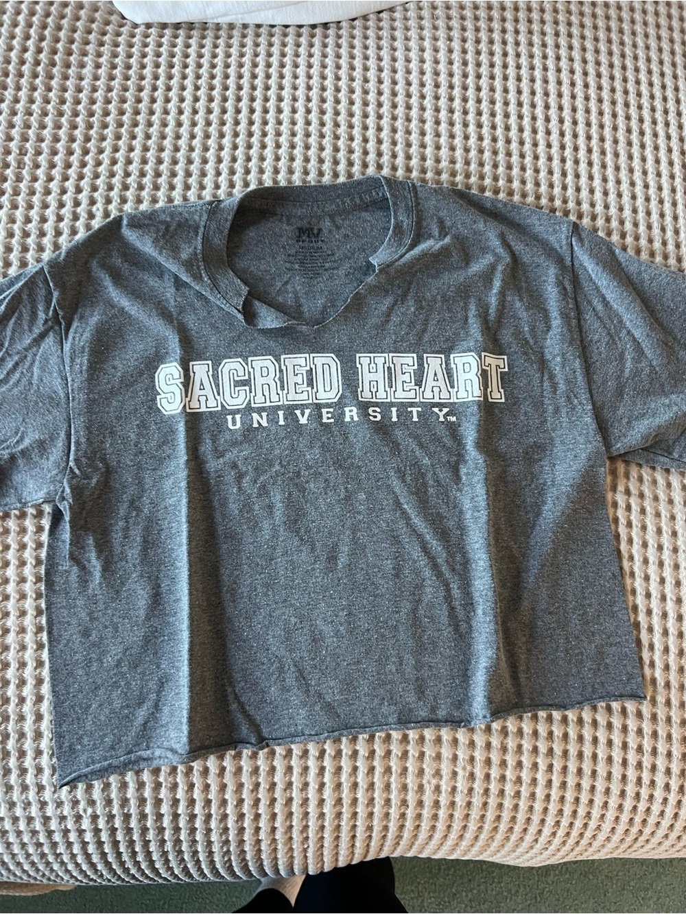 MV Sport Gray "Sacred Heart University" Crop Top